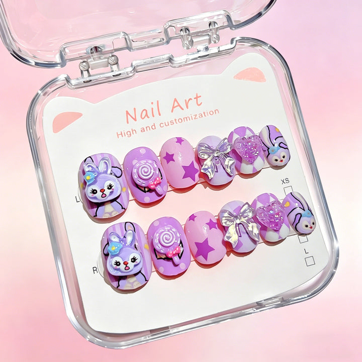 Customized Cartoon-Inspired Press-On Nail Art Set Bowlift