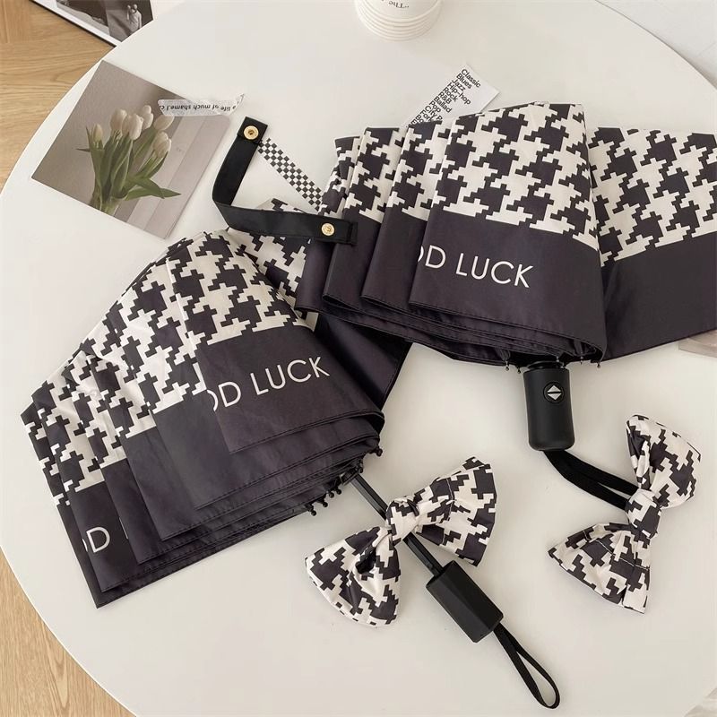 Ladies Folding Umbrella with Elegant Bow Application Bowlift