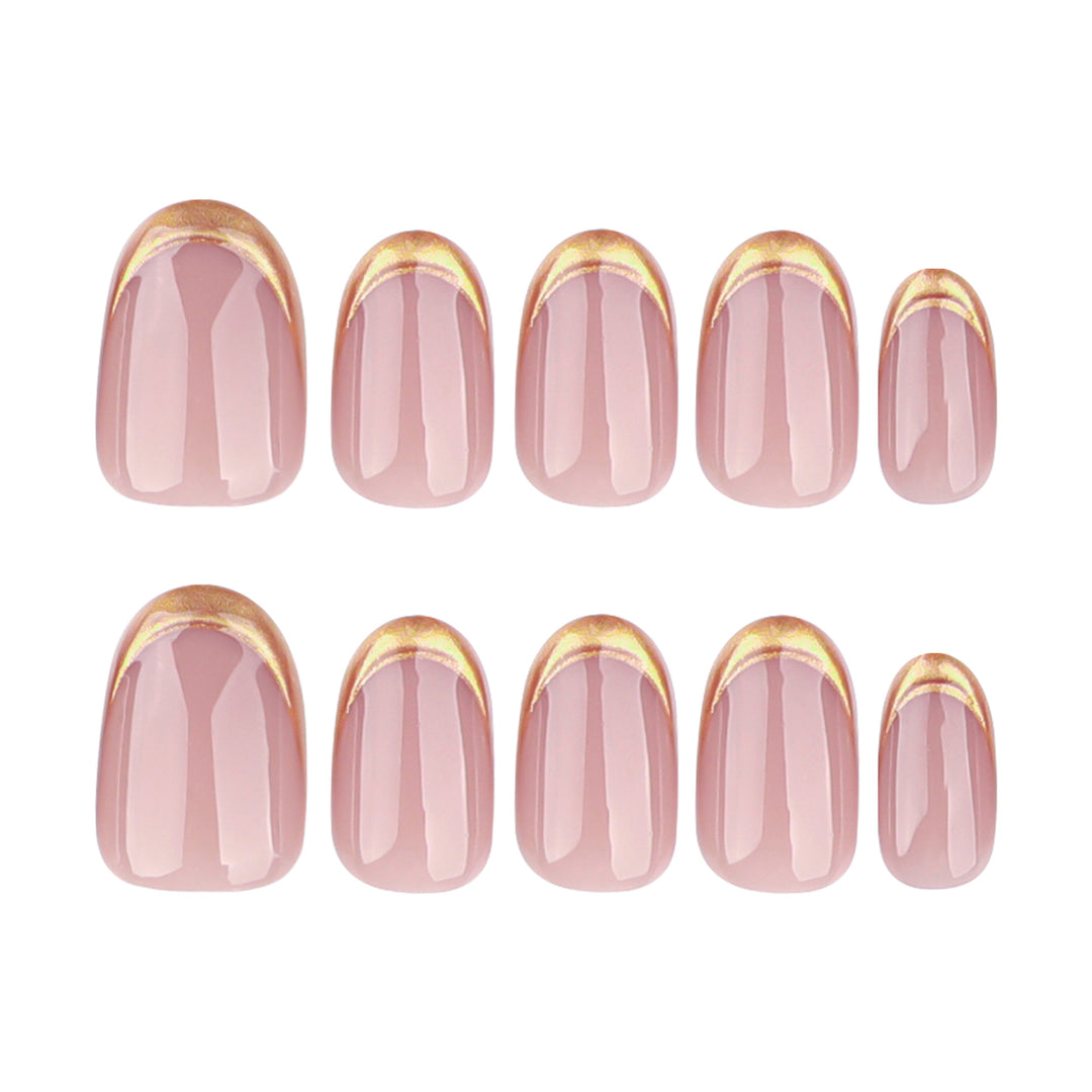 Artful Gel Nail Art with Elegant Gold Tip Bowlift
