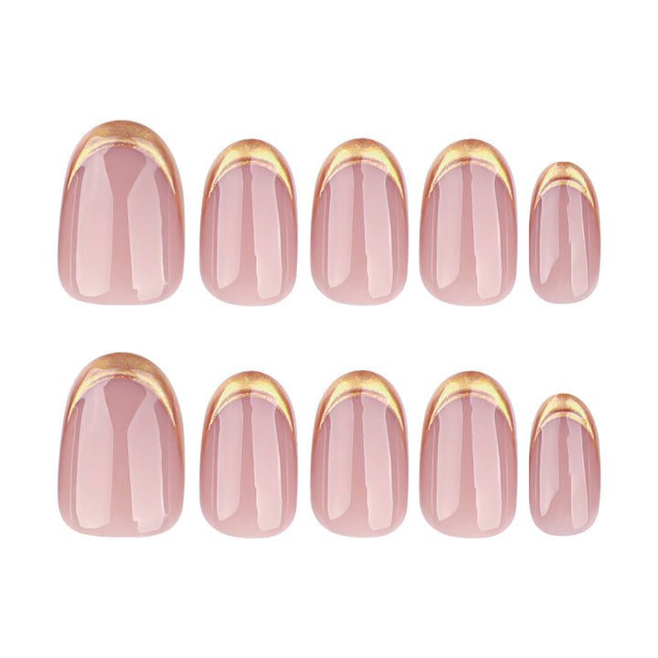 Artful Gel Nail Art with Elegant Gold Tip Bowlift