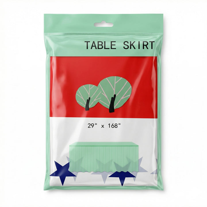 Unisex decorative tablecloth skirt with elastic waistband and star border for party tent and buffet tables Bowlift
