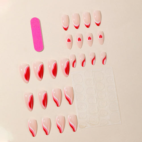 Artistic Heart-Themed Acrylic Nail Extensions Bowlift