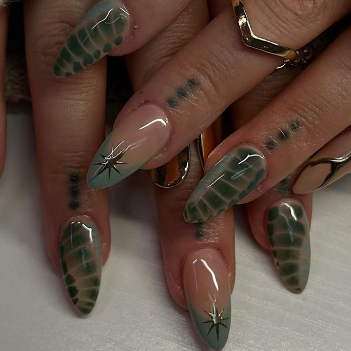 Artistic Almond-Shaped Press-On Nail Extensions Bowlift