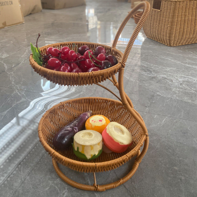 Multi-Tiered Wicker Fruit Display Bowlift
