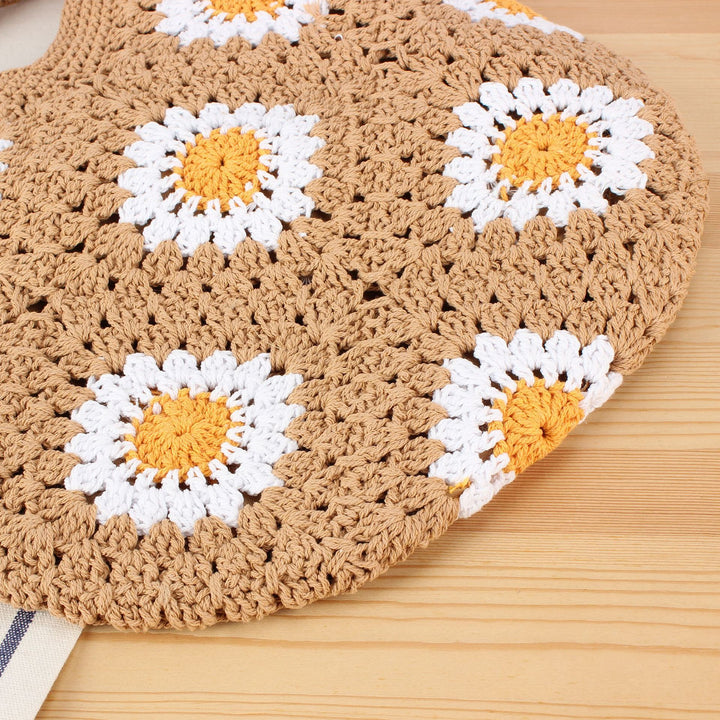 Handcrafted shoulder bag with floral crochet work Bowlift