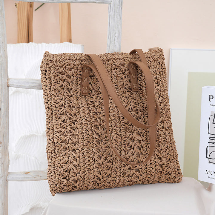 Handcrafted jute bag with stylish leather handles Bowlift