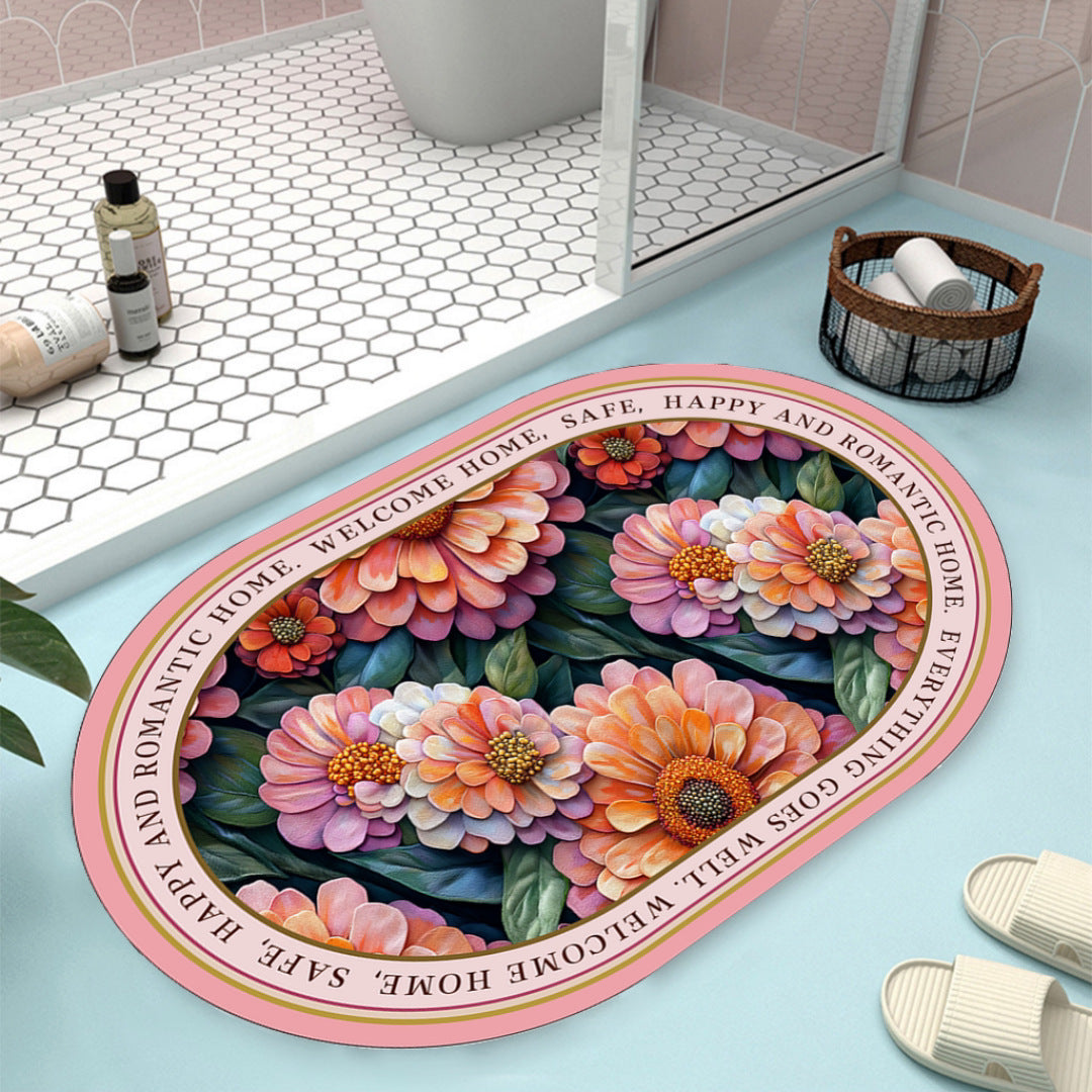 Floral Design Bath Mat Bowlift