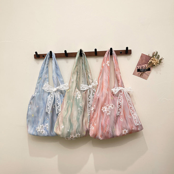 Elegant Floral Printed Shoulder Tote Bag Bowlift