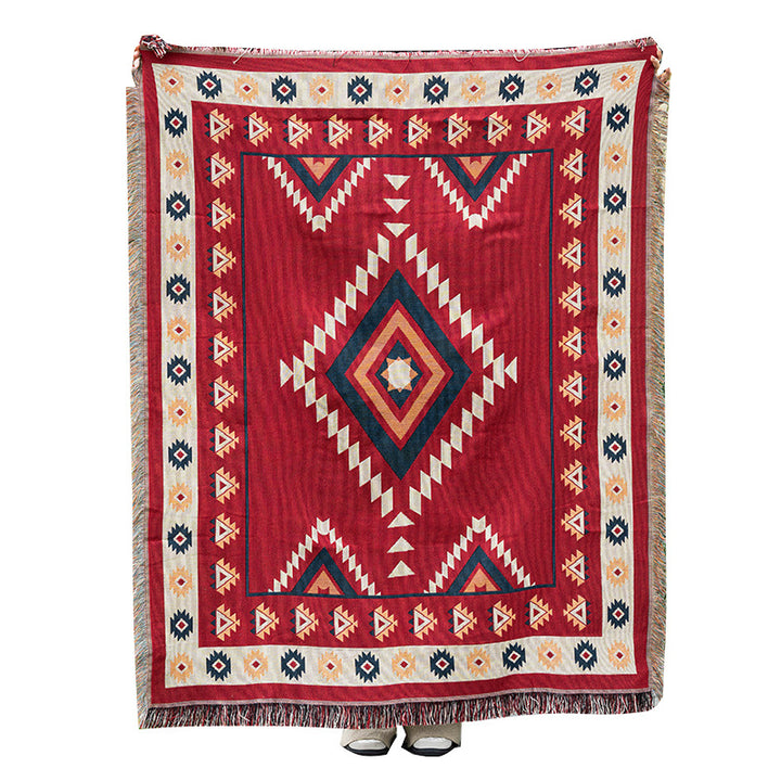 Decorative Geometric Fringe Throw Blanket