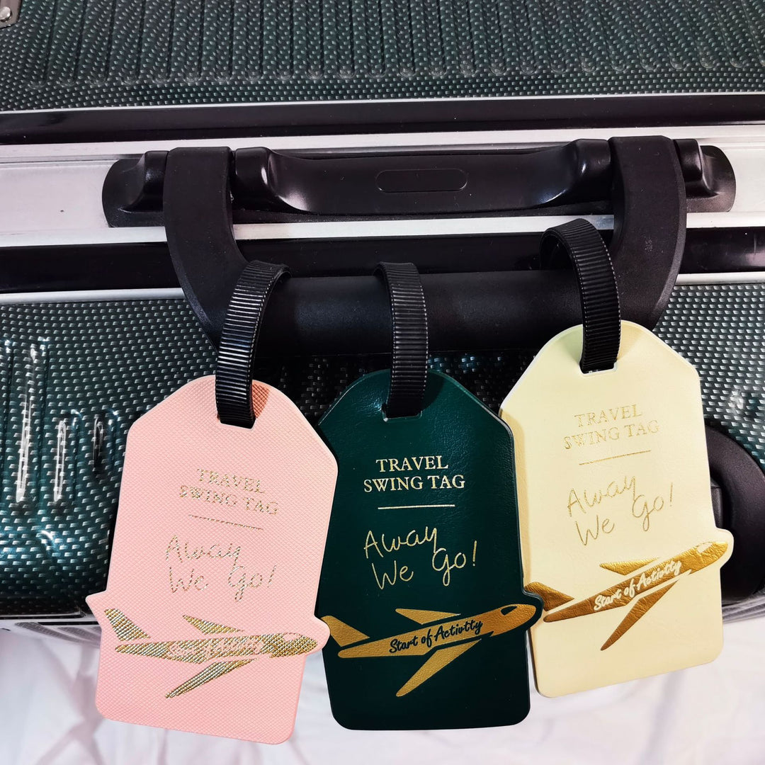 premium travel luggage tag with embossed airplane motif Bowlift
