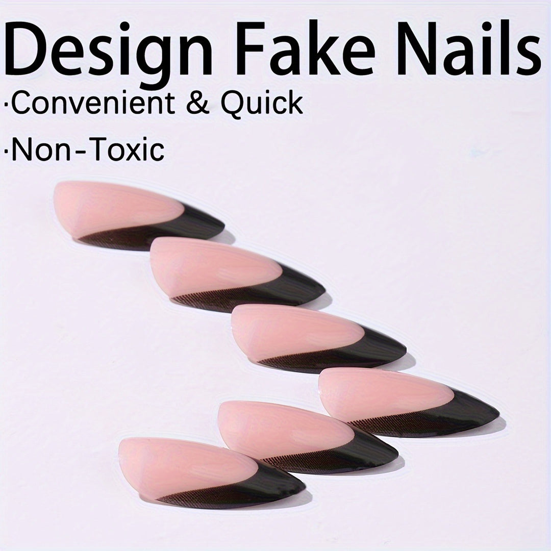 Acrylic nail set with elegant black and white design and cute bow accents Bowlift