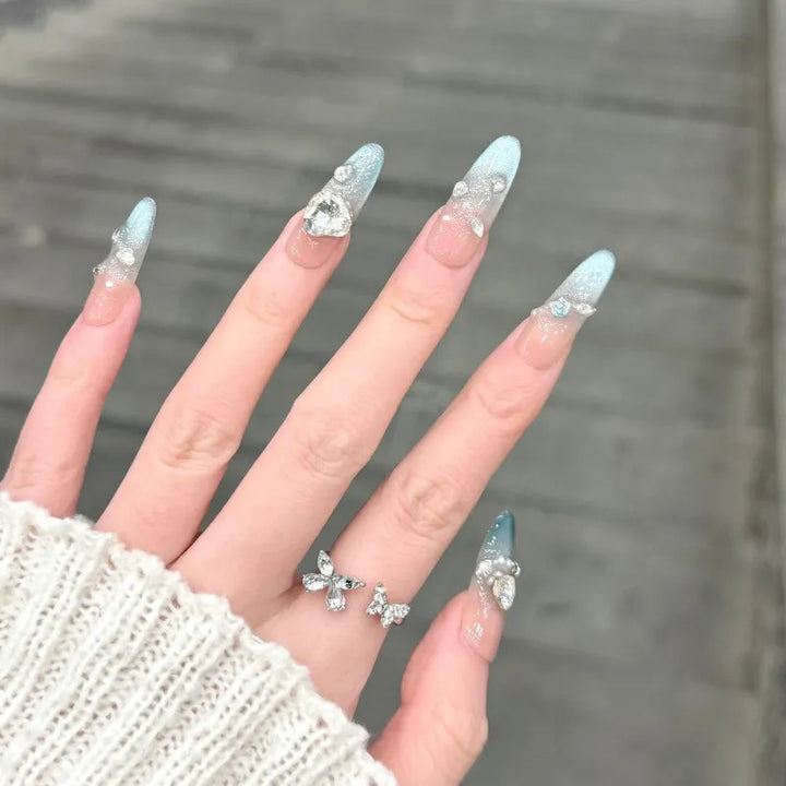 Ombre Glossy Press-On Nail Extensions Bowlift