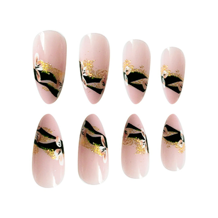 Elegant Floral Tip Press-On Nails Bowlift