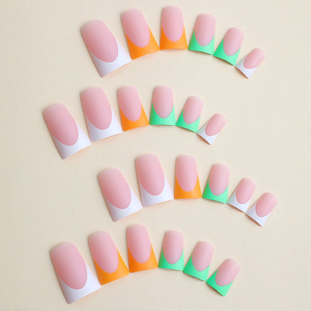 Artistic Press-On Nail Set with Unique Colorful Tips Bowlift