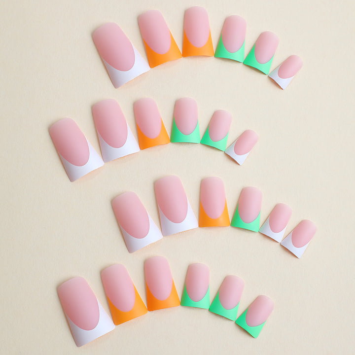 Artistic Press-On Nail Set with Unique Colorful Tips Bowlift