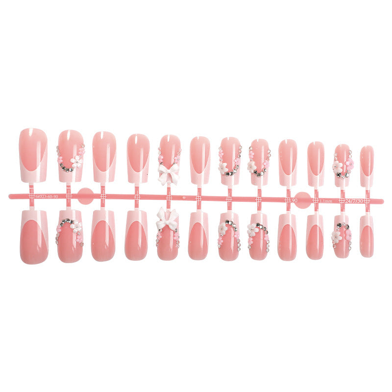 Decorative Press-On Nails Art Set with Floral and Gem Embellishments Bowlift