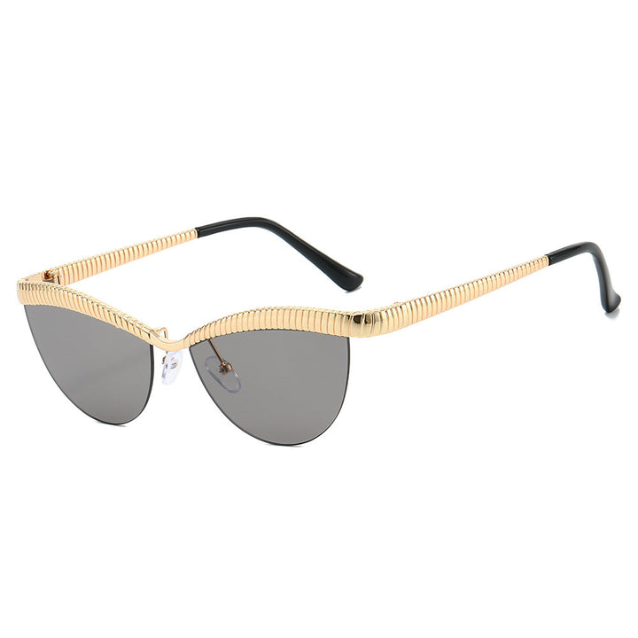 Statement Cat-Eye Sunglasses with Sculpted Metal Frames Bowlift