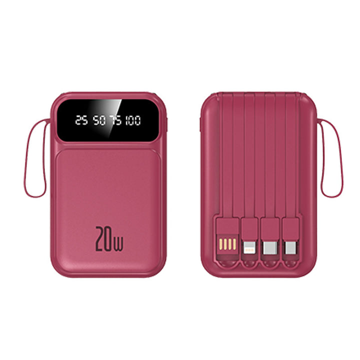 Portable power bank with integrated multifunctional charging cable and digital display Bowlift
