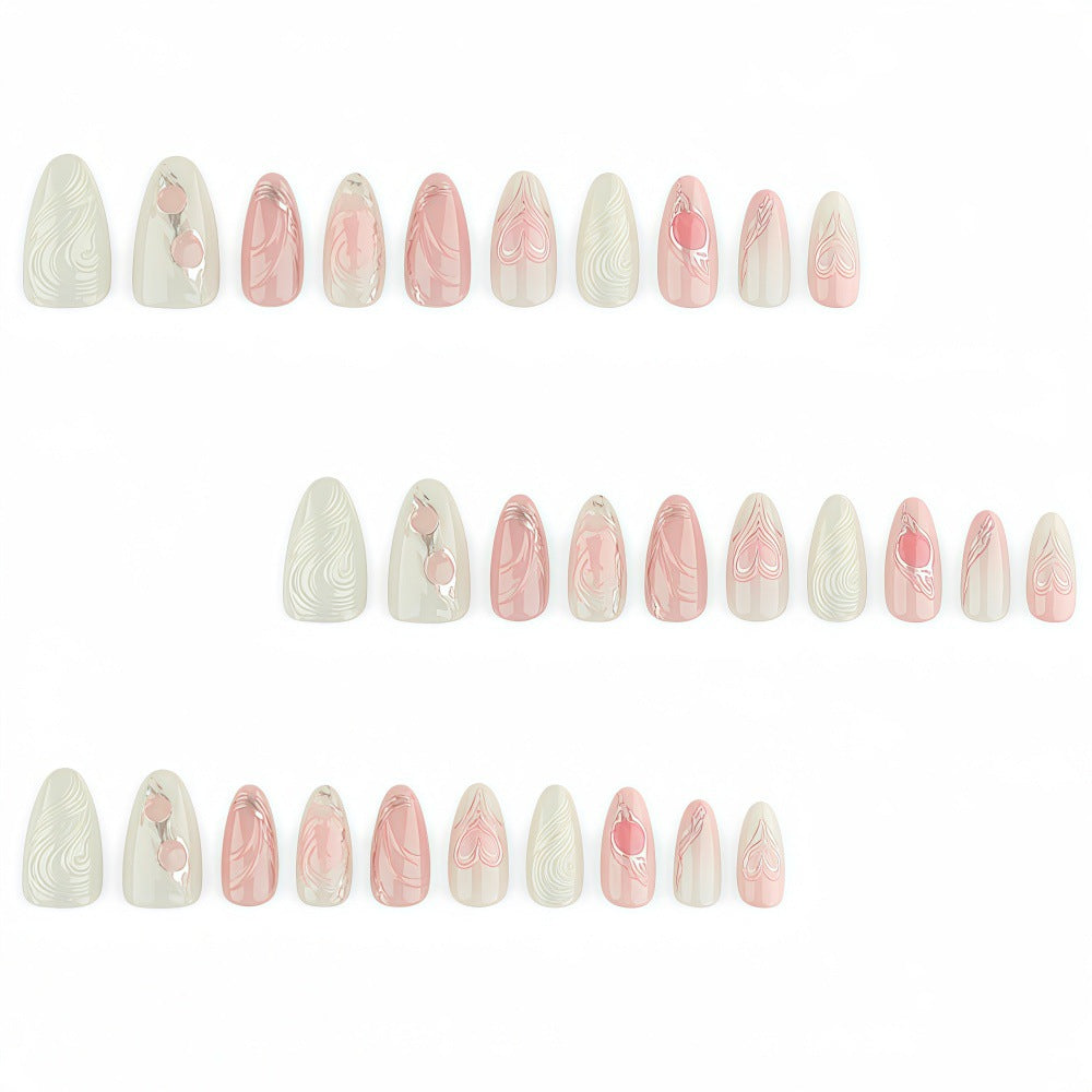 Elegant Artificial Nail Set with Romantic Design Bowlift