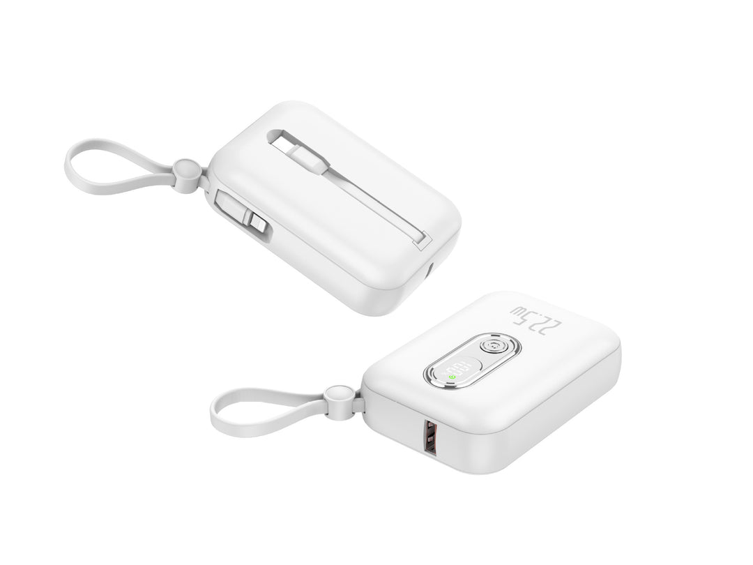 Portable power bank with integrated USB-C port and digital charge status display Bowlift