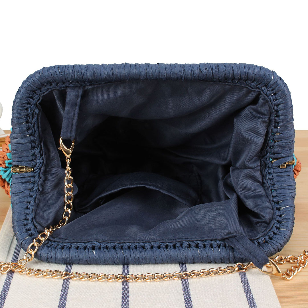 Handcrafted shoulder bag with cheerful wave pattern Bowlift
