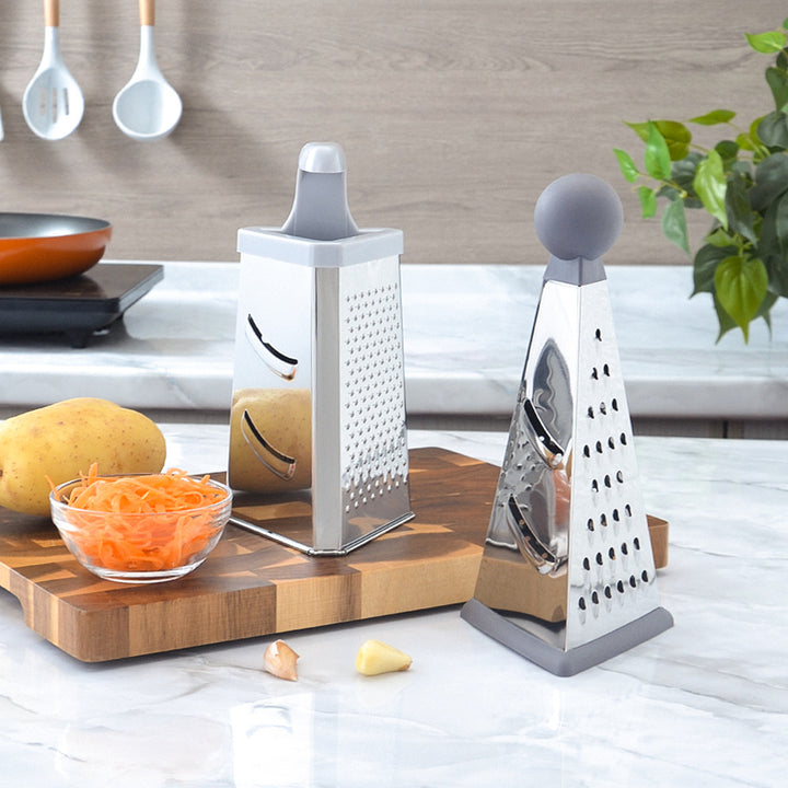 Versatile stainless steel grater with ergonomic handle Bowlift