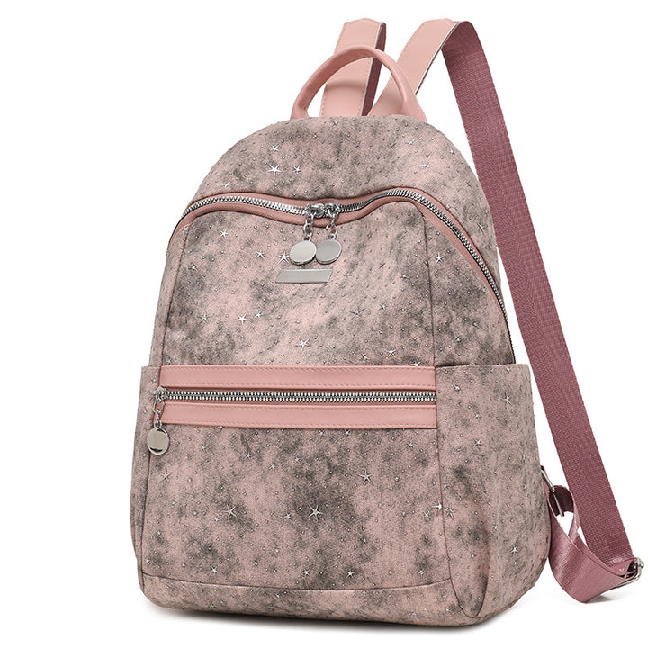 Star-Embellished Faux Suede Backpack
