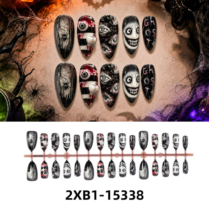 Acrylic nail set with creative Halloween motifs Bowlift