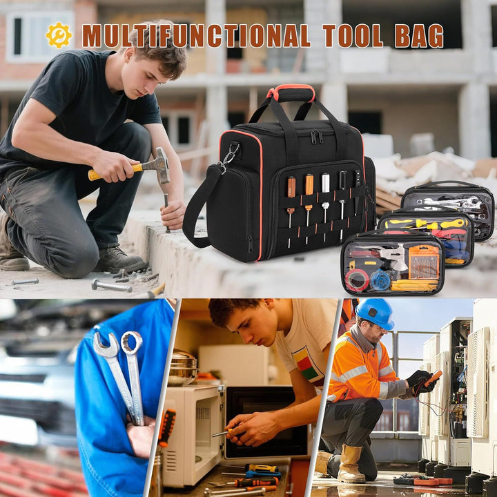 Multifunctional Tool Bag with Transparent Compartments Bowlift