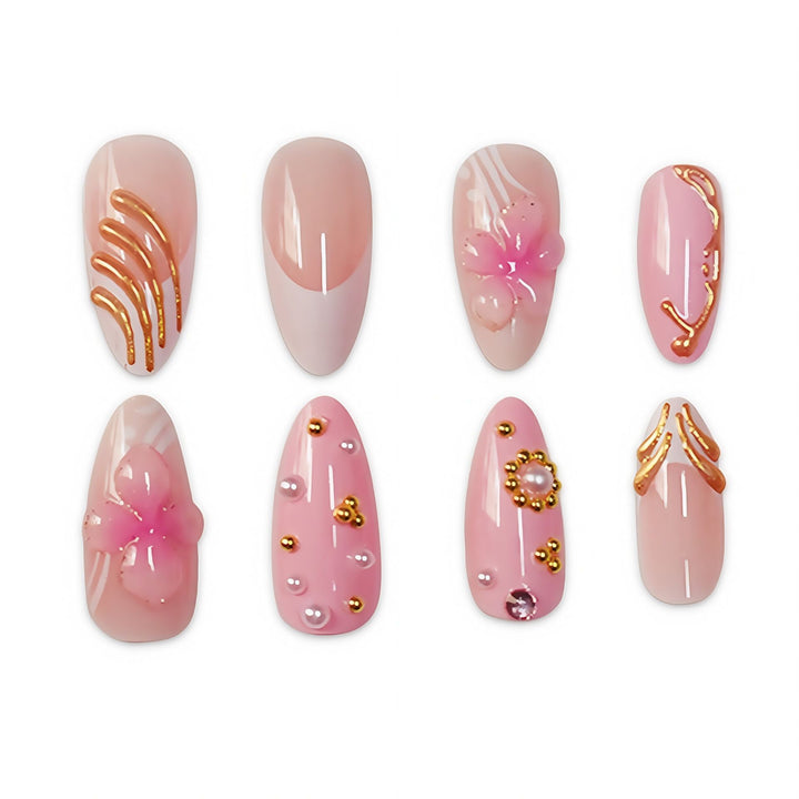 Premium Floral Designer Press-On Nails Bowlift
