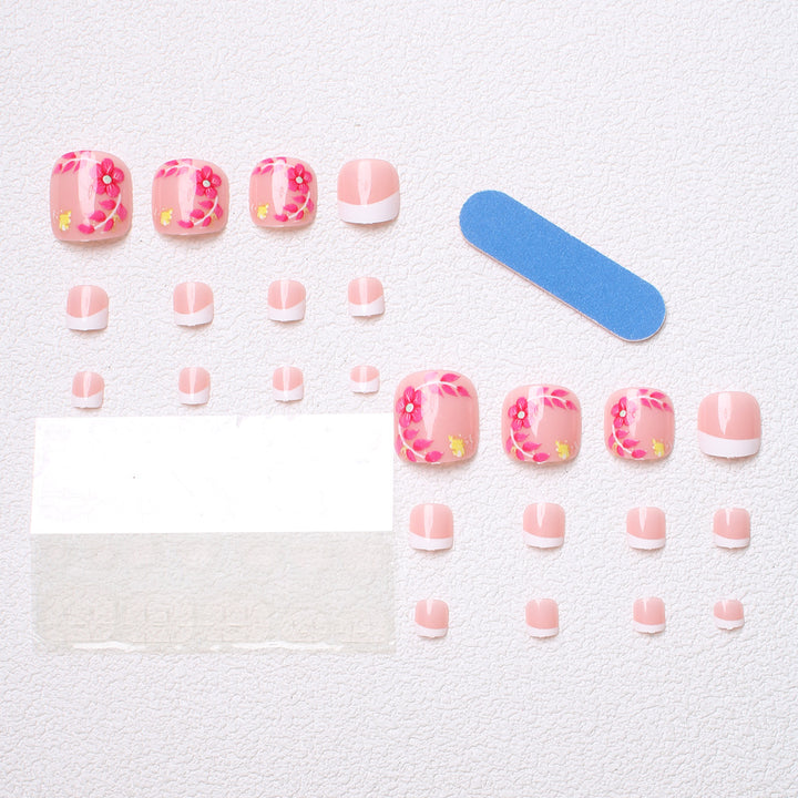 Decorative Floral Press-On Toenails Bowlift