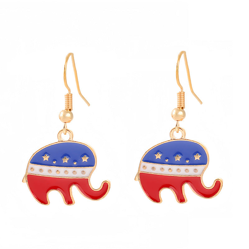 Women's nan patriotic horseshoe enamel dangle earrings with star-accented design and fishhook findings Bowlift