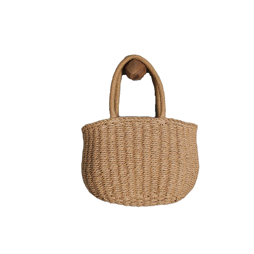 Handwoven basket bag with curved handles Bowlift