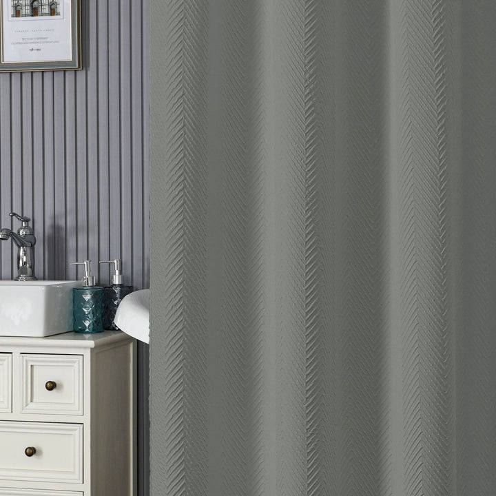 Textured Leaf Motif Shower Curtain Bowlift