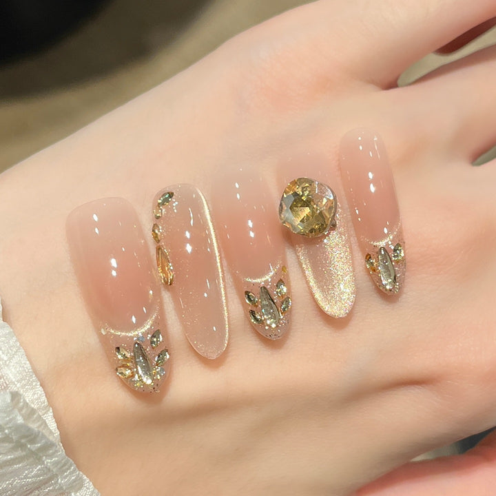 Elegant Glitter-Embellished Press-On Nail Extensions Bowlift