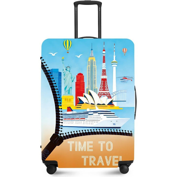 Unisex nan elastic suitcase cover with UV-resistant motif print and zip opening Bowlift