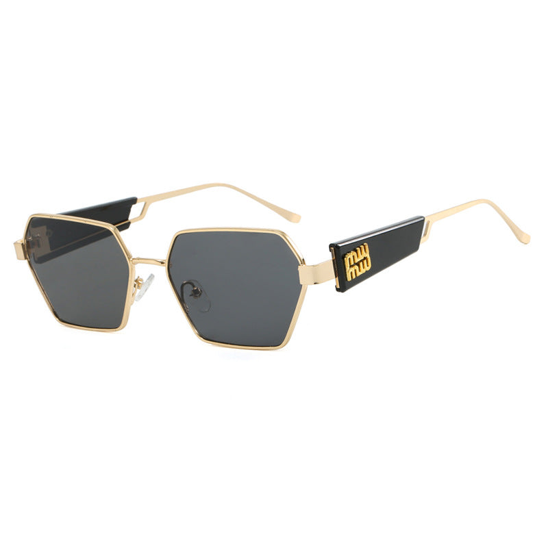 Ladies hexagonal sunglasses with elegant metal frame and protective lenses Bowlift