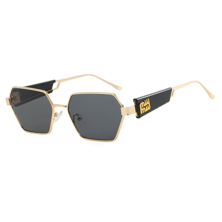 Ladies hexagonal sunglasses with elegant metal frame and protective lenses Bowlift