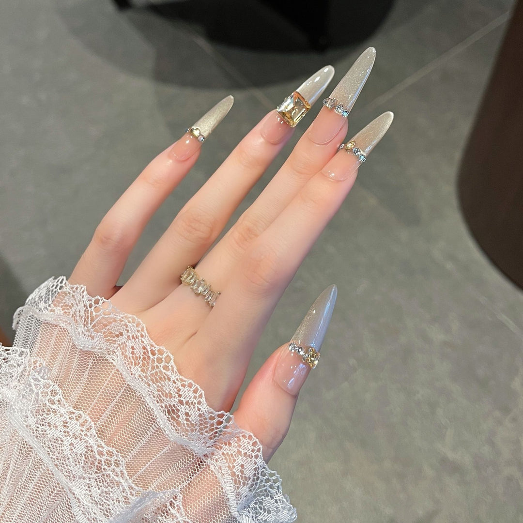 Luxury Rhinestone-Accent Press-On Nail Extensions Bowlift