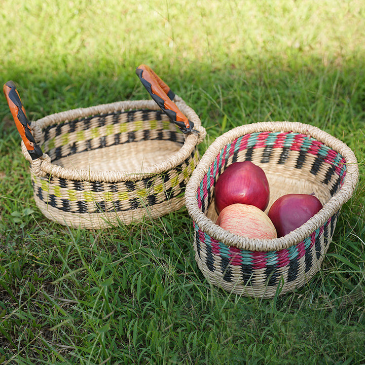 Women handwoven basket with colorful accents Bowlift