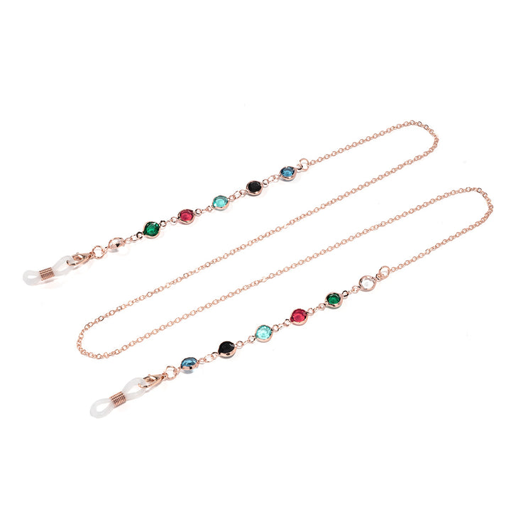 Artistic Crystal-Enhanced Eyewear Chain Bowlift