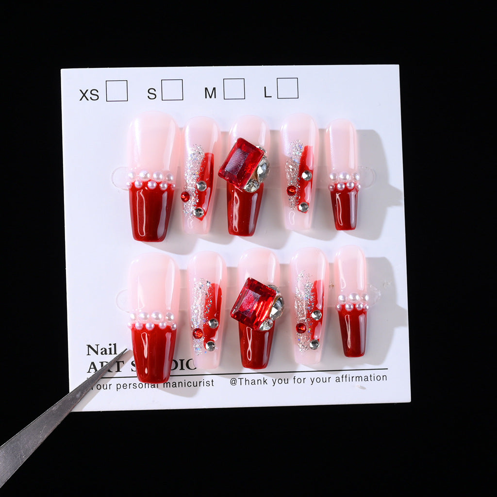 Glamorous Crystal and Gemstone Press-On Nail Set Bowlift
