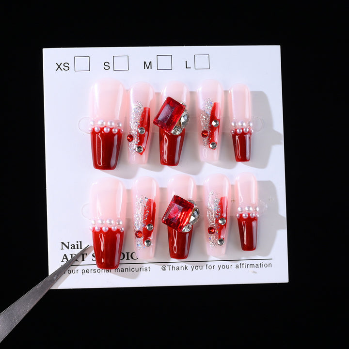 Glamorous Crystal and Gemstone Press-On Nail Set Bowlift