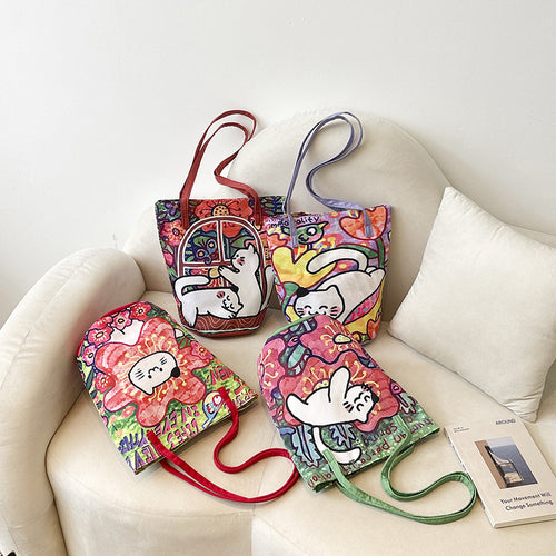 Fun Artistic Cat-Themed Tote Bag Bowlift