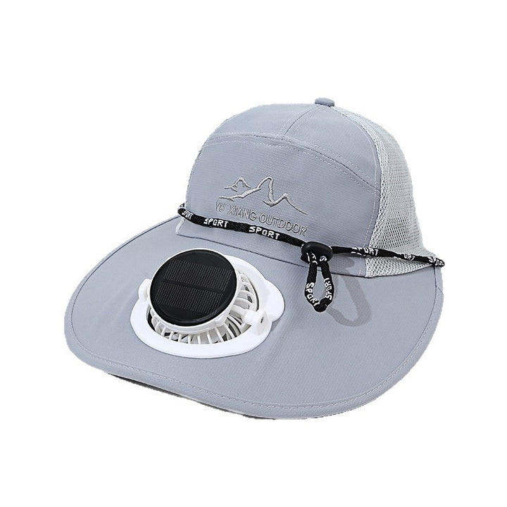 Ventilated outdoor sun hat with integrated solar fan detachable solar panel breathable mesh and adjustable chin strap Bowlift