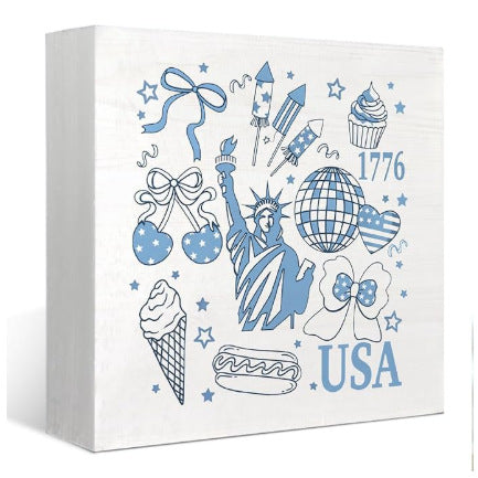 Unisex nan rustic canvas print with patriotic strawberry heart motif and vintage finish Bowlift