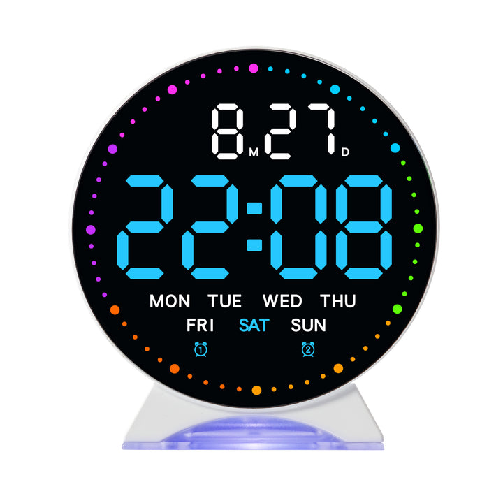 Digital Alarm Clock with Color LED Display Bowlift
