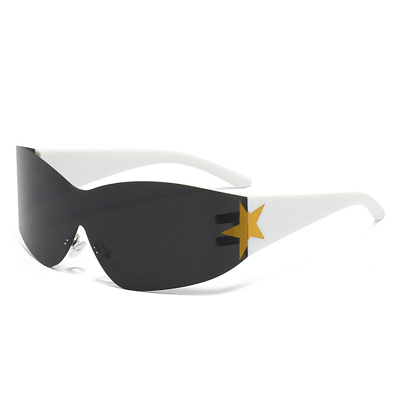 Sleek Shield Sunglasses with Star Accent Bowlift
