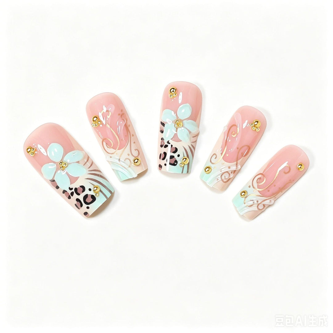 Decorative Long Press-On Nail Design Bowlift