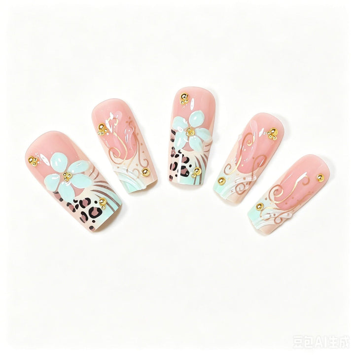 Decorative Long Press-On Nail Design Bowlift